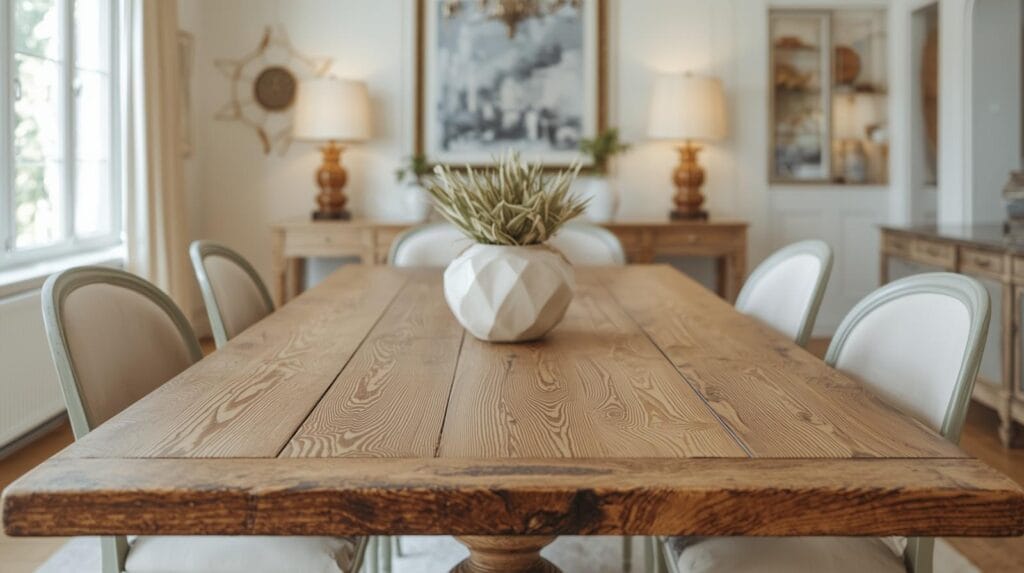 2. Anchor the Room With a Wood Table That Ages Honestly
