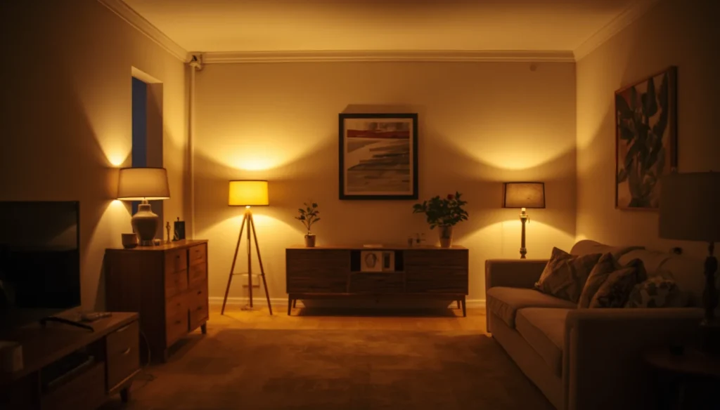 6. Use Warm, Layered Lighting Instead of One Harsh Ceiling Light