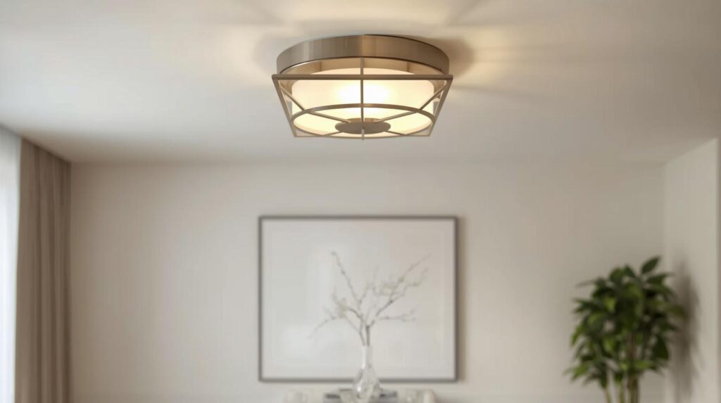 9. Semi-Flush Geometric Ceiling Light