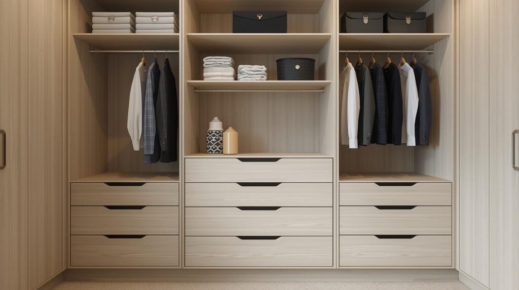 Add Drawers Inside the Wardrobe Instead of Extra Furniture