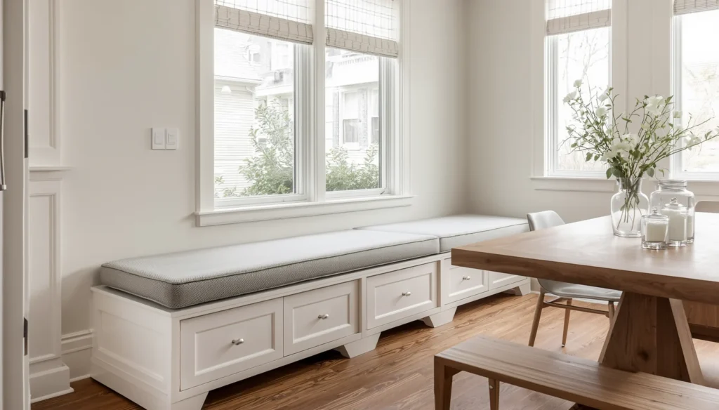 Built-In Bench with Toe-Kick Drawers