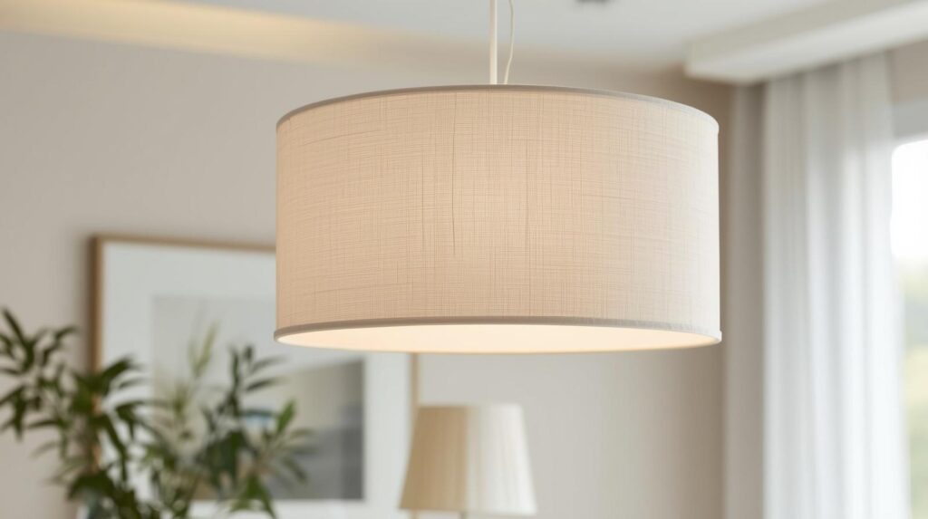  Drum Shade Pendant in Linen or Fabric