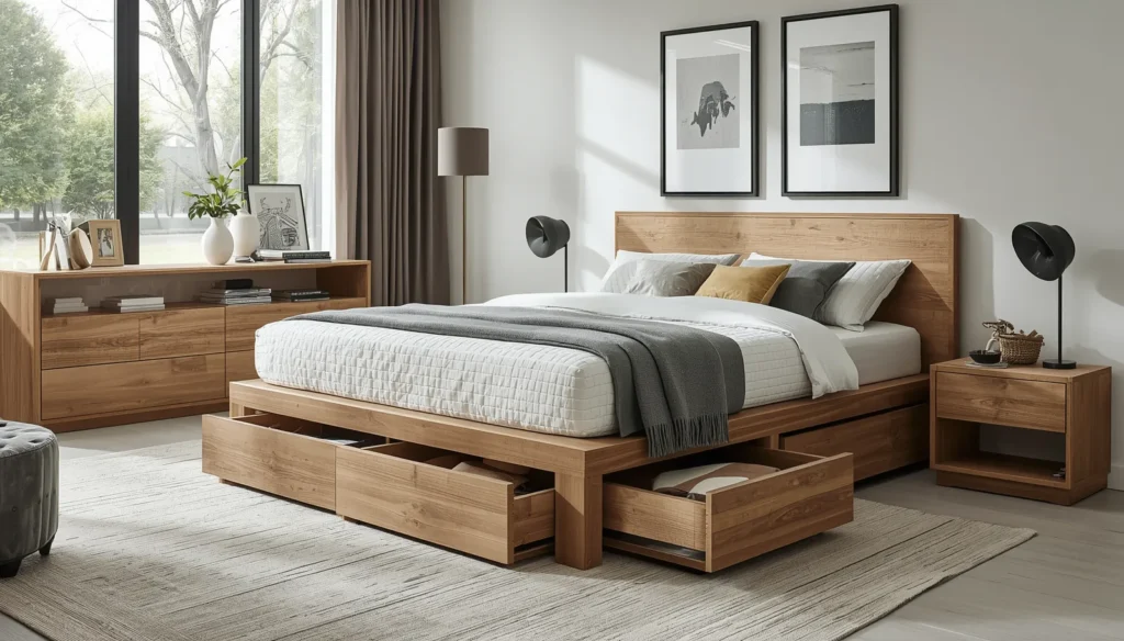 Invest in a Platform Bed with Integrated Drawers