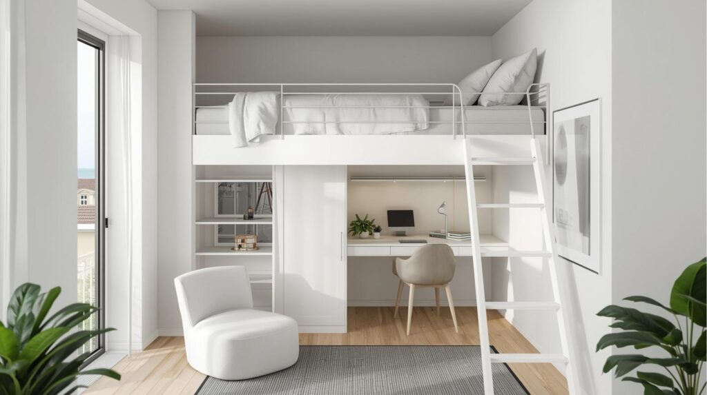 Loft Bed for a Studio Apartment Sleeping Zone