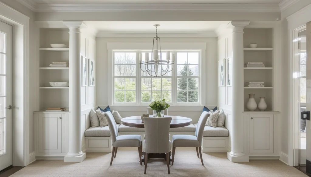 Nook with Built-In Cabinet Columns on Each Side