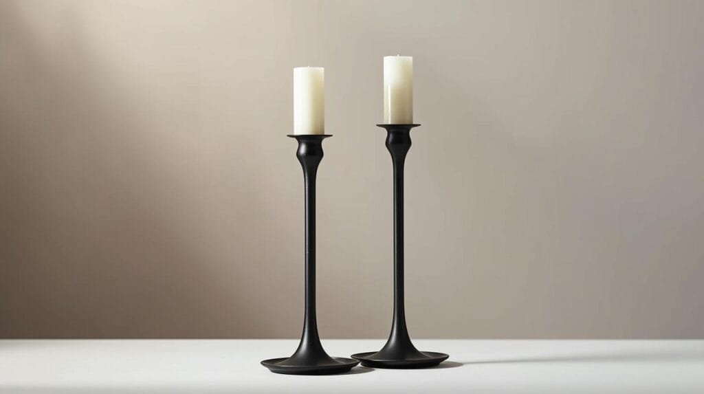 Slender Matte Black Taper Candle Holders