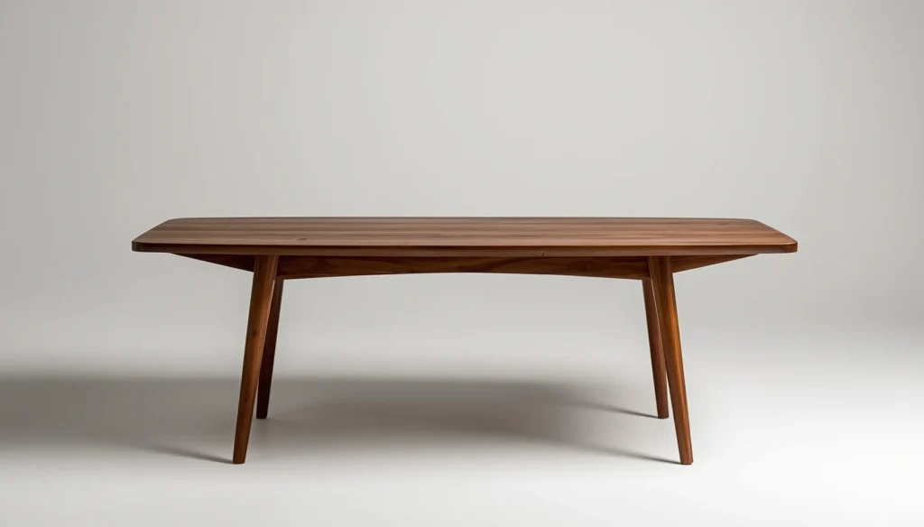 The Mid-Century Modern Walnut Table With Tapered Legs