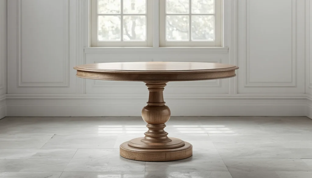 The Round Pedestal Table With a Central Column Base