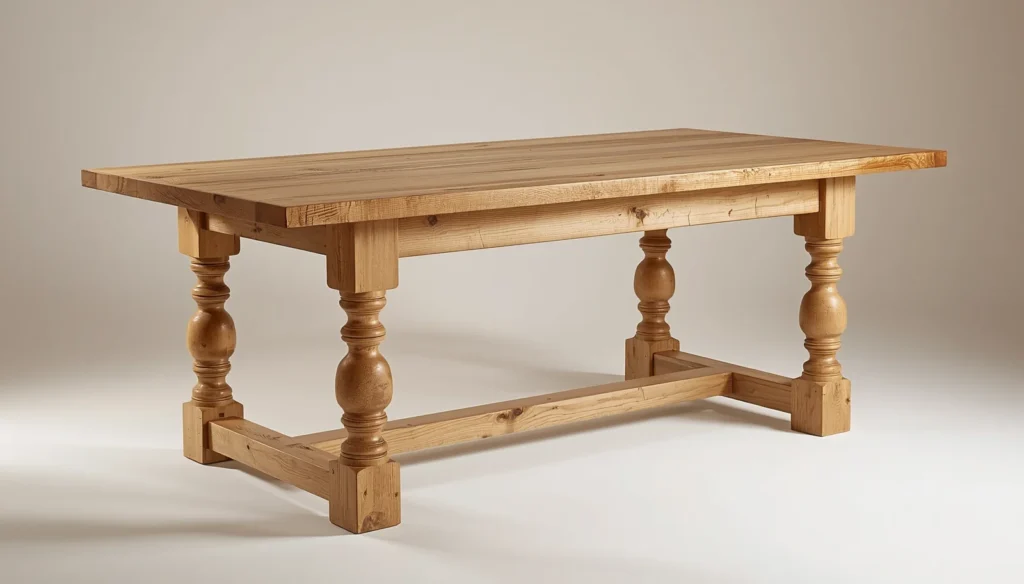 The Solid Wood Farmhouse Table With Turned Legs