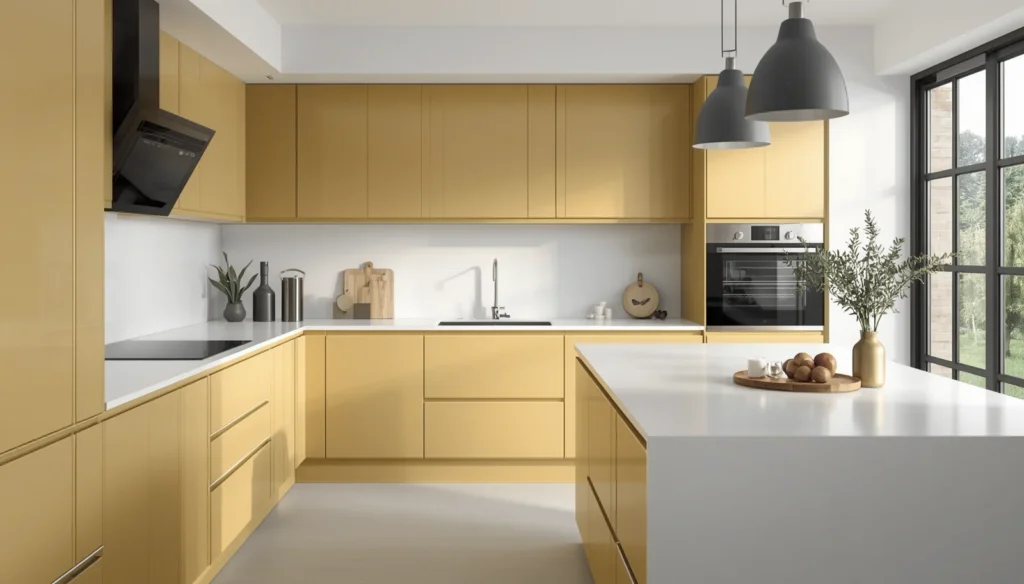 One: The Sophistication of Muted Mustard Cabinets