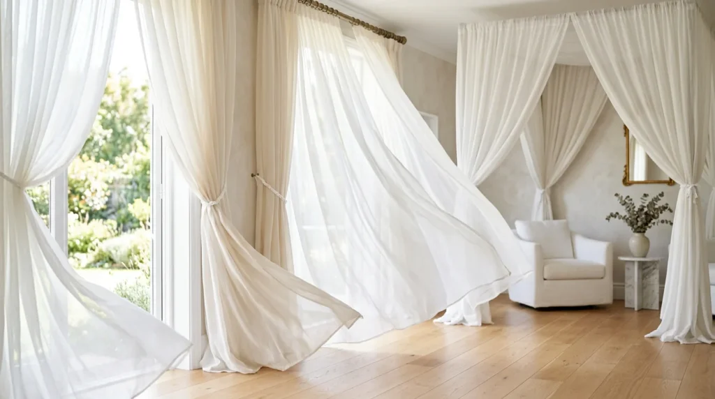 Use Curtains, Canopies, and Draped Fabric for Soft Movement