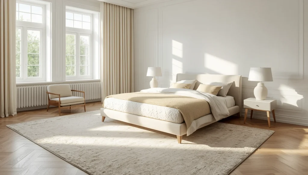 Use a Rug to Frame the Bed Properly