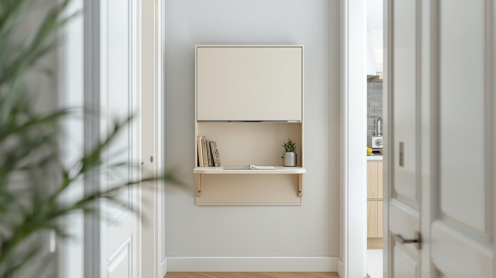 8. The Wall-Mounted Fold-Down Desk for Bill Paying and Menu Planning
